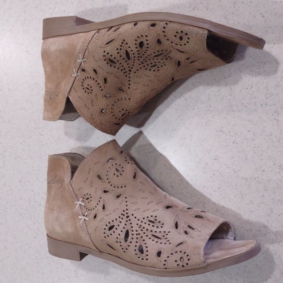 Coolway Tan Nelia Perforated Leather Side Zip Peep Toe Shoes Size 41/US 10 EUC - Picture 5 of 14